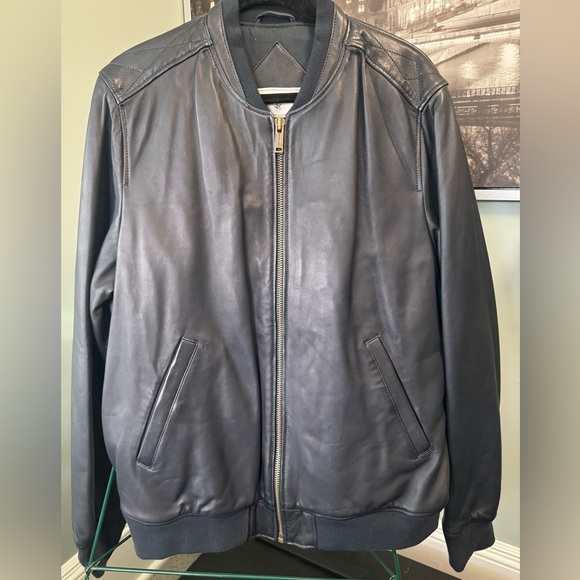 Brand New Never Worn Chevignon Teddy Cuir B-Ted Homme Marine Soft Leather Jacket - Picture 2 of 13